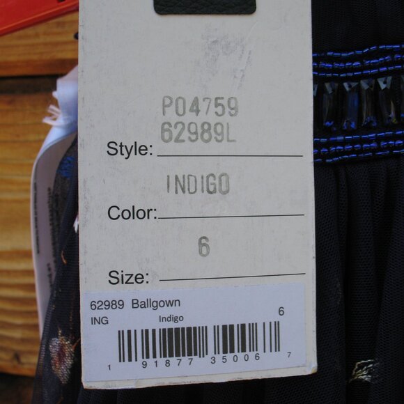  Mac Duggal Embroidered Bustier Gown Dress Indigo - Picture 13 of 14